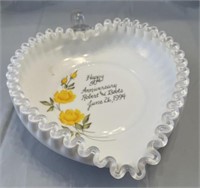 Fenton hand painted 50th anniversary fluted clear