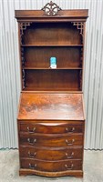 Antique Wood Carved Desk w/Folding Lid