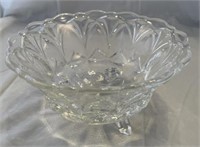 Fenton clear glass 3 footed berry dish