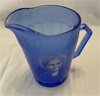 Cobalt blue Shirley Temple small pitcher 4 1/2”