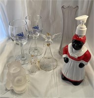 Various glass lot with newer aunt Jemima soap