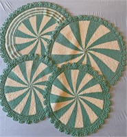 Handmade tightly woven scalloped doilies