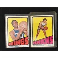 Two 1972 Topps Basketball Cards Green
