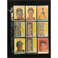 9 1958 Topps Baseball Stars/team Cards