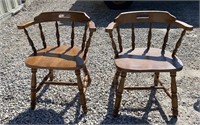 Two Oak Kitchen Chairs