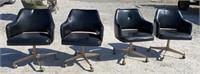 Four Retro Brody Black Chairs On Rollers