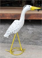 Metal Yard Art Stork w/ Fish