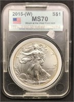 2015-(W) Slab 1$ American Silver Eagle MS-70