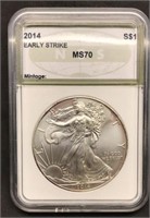 2014 Slab 1$ American Silver Eagle MS-70