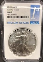2018 Slab 1$ American Silver Eagle MS-69