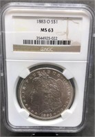1883o Slab Morgan Silver Dollar NGC MS 63