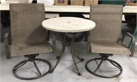 Two Patio Chairs & Stone Top Table