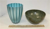 Ceramic Bowl & Glass Vase