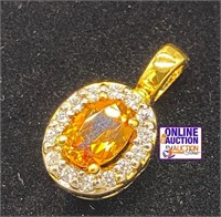 18KT EGP Silver Golden Topaz Sapphire Pendant