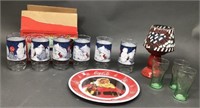 Candle Lamp & Coca-Cola Glasses & Plate