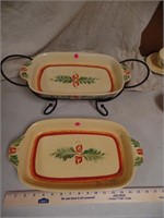 2 Casserole Dishes & stand