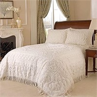Medallion Chenille Bedspread, Queen, Ivory