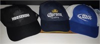 Lot of 3 Beer Hats bud lights Moosehead Corona
