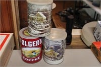 3 Vintage Coffee Cans