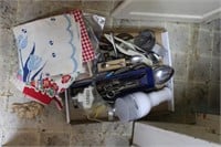 Lot of Utensils and Vintage Dish Towels