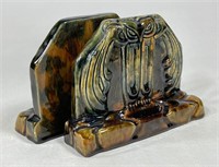 Weller Owl Glazed Pottery Bookends