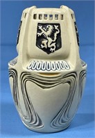 Lion Crest Art Deco Pottery Vase