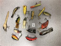 Fifteen vintage fishing lures