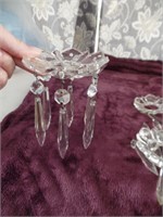 6 Glass Candle Bobeches & Hanging Prisms