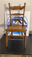 Basket weave seat oak chair