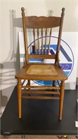Oak chairs basket weave bottom