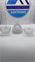 3 crystal cut glass pieces