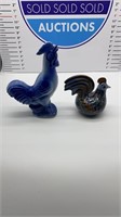 Blue rooster and bird