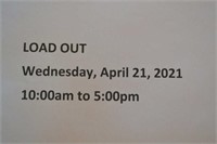 Pick-up/Load Out Wed April 21, 10:00am to 5:00pm