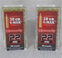 Ammo - Hornady V-Max 22 Magnum 30 Grain 2 Boxes