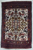 BALUCHI HAND KNOTTED WOOL ACCENT RUG, 3'3" X 5'