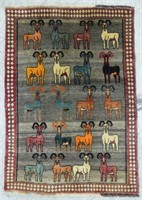 GABBEH HAND KNOTTED WOOL ACCENT RUG, 3'5" X 4'10"