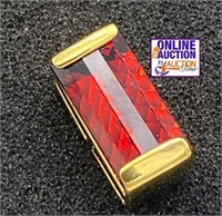 Blood Red Ruby Emerald Cut 18KT EGP Pendant 2.6CT+