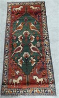TURKISH HAND KNOTTED WOOL ACCENT RUG, 3'8" X 8'7"