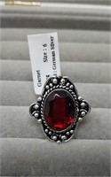 Ring Garnet stone, size 6, made with German
