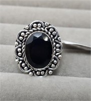 Ring, Black Onyx, sz 7, made w/German silver