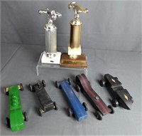 Vintage Cub Scouts Pinewood Derby Cars & Trophies