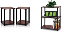 Furinno Turn-N-Tube End Table Corner Shelves (2)