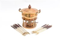 Copper Fondue Set with Brass Forks