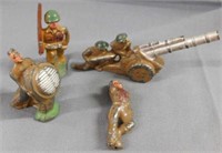 WWII hollow cast lead toy soldiers: brown