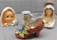 Vintage planters: Baby w/ teddy - Mary with Jesus