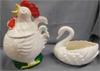 Vintage rooster cookie jar, 12" tall - Swan