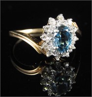 14 GOLD TOPAZ & DIAMOND RING