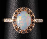 14K GOLD OPAL & DIAMOND RING