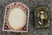 2 Mosaic easel picture frames, 1 with photo, 2"