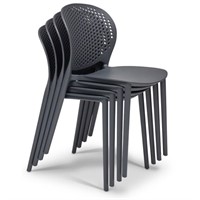 Black Gray Azha Stacking Patio Dining Chair (4)